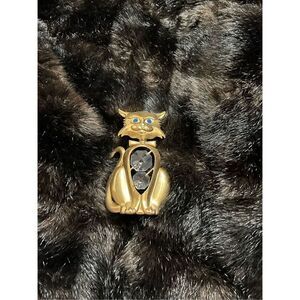 MASCOT 24K Gold Plate & Austrian Crystal 4" CAT Kitten Kitty Feline Figurine USA
